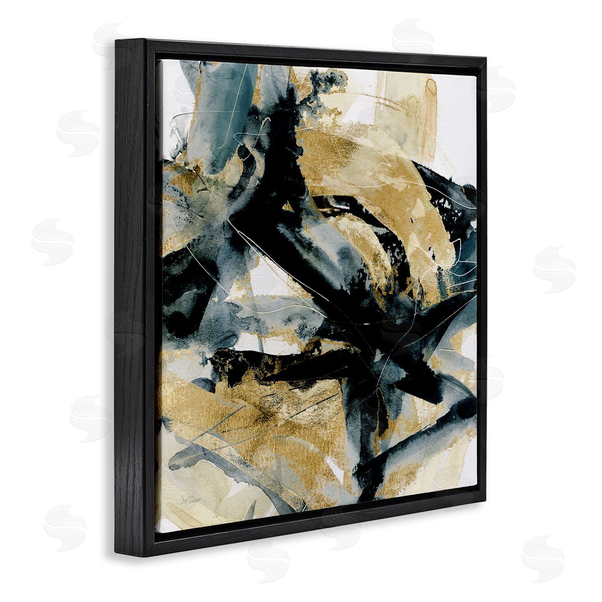 Carol Robinson Chaotic Black & Glam Black Floater Frame Canvas Artside_