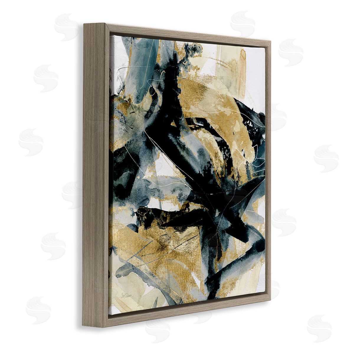 Carol Robinson Chaotic Black & Glam Brown Floater Frame Canvas Artside_