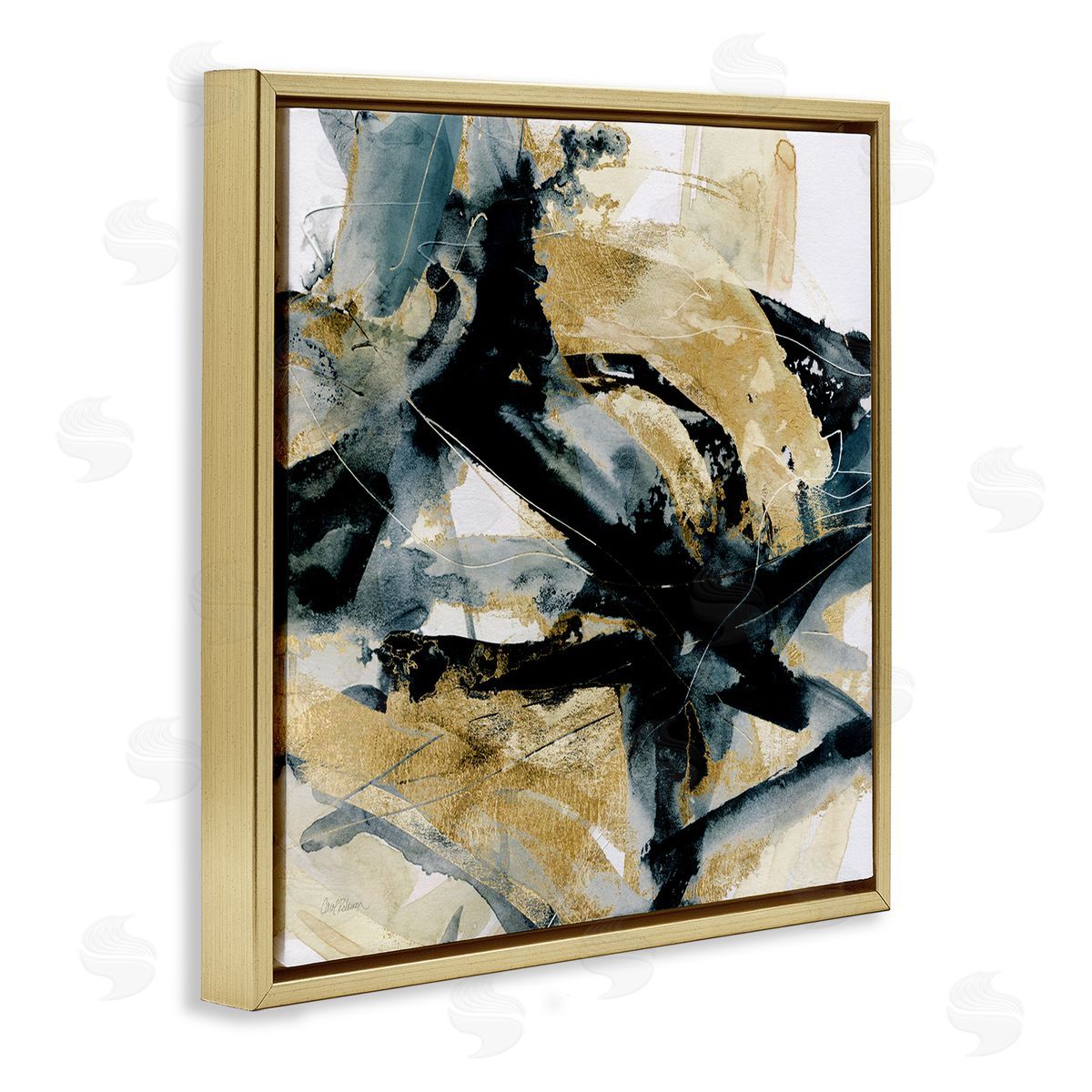 Carol Robinson Chaotic Black & Glam Gold Floater Frame Canvas Artside_