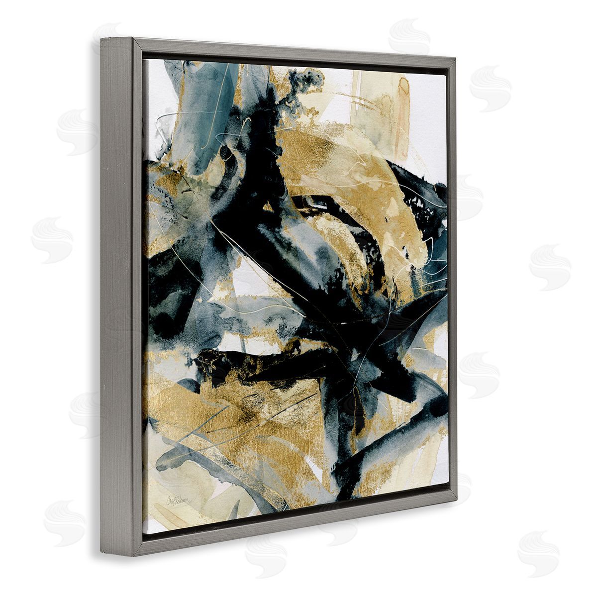 Carol Robinson Chaotic Black & Glam Gray Floater Frame Canvas Artside_