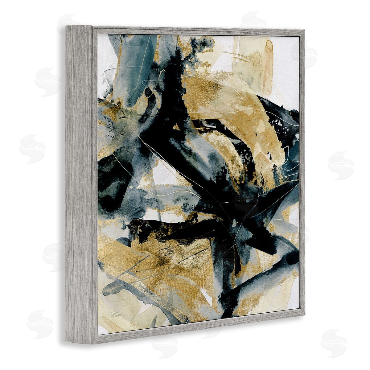 Carol Robinson Chaotic Black & Glam Gray Framed Giclee Wall Artside_