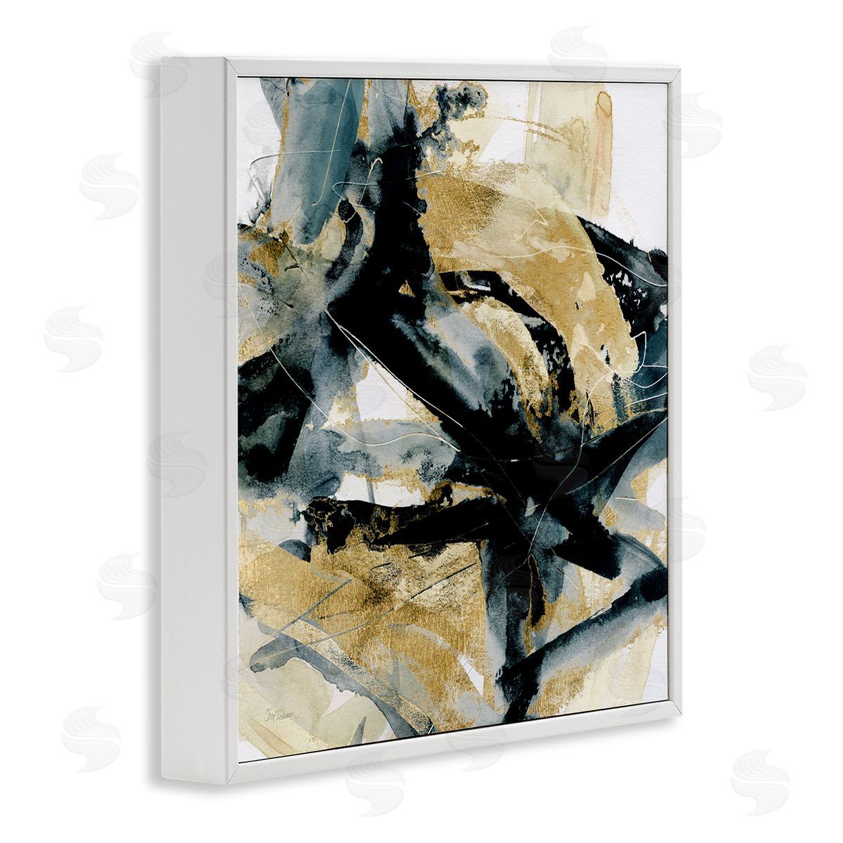 Carol Robinson Chaotic Black & Glam White Framed Giclee Wall Artside_