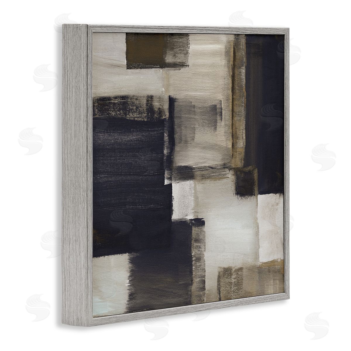 Nan Abstract Black & Brown Gray Framed Giclee Wall Artside_