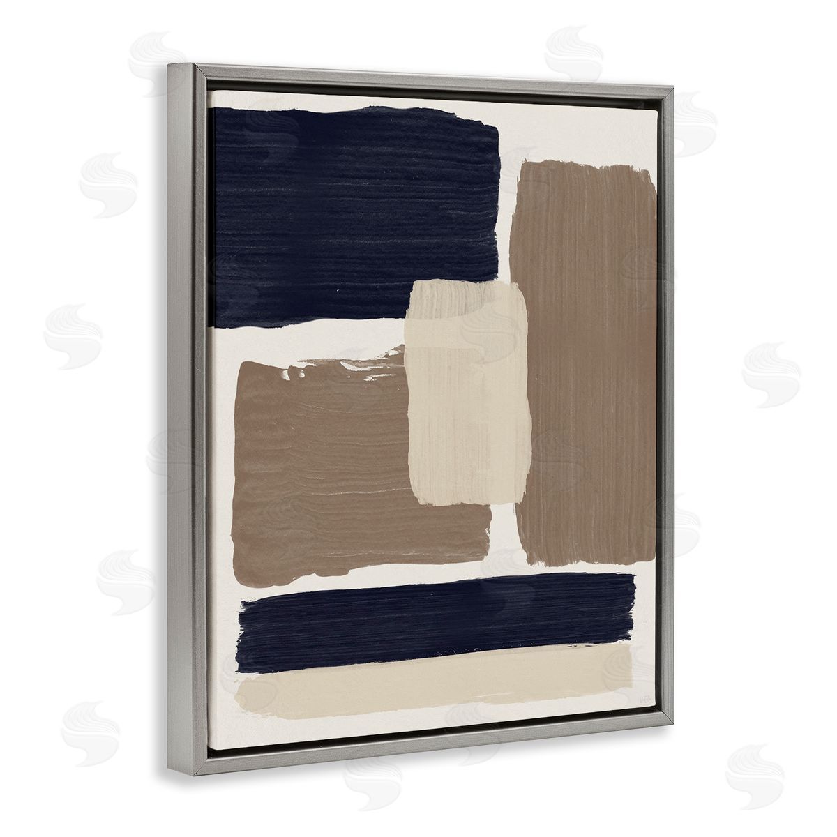 Natalie Carpentieri Black & Brown Squares Gray Floater Frame Canvas Artside_