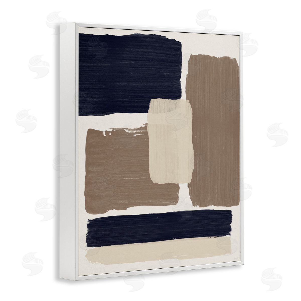 Natalie Carpentieri Black & Brown Squares White Framed Giclee Wall Artside_