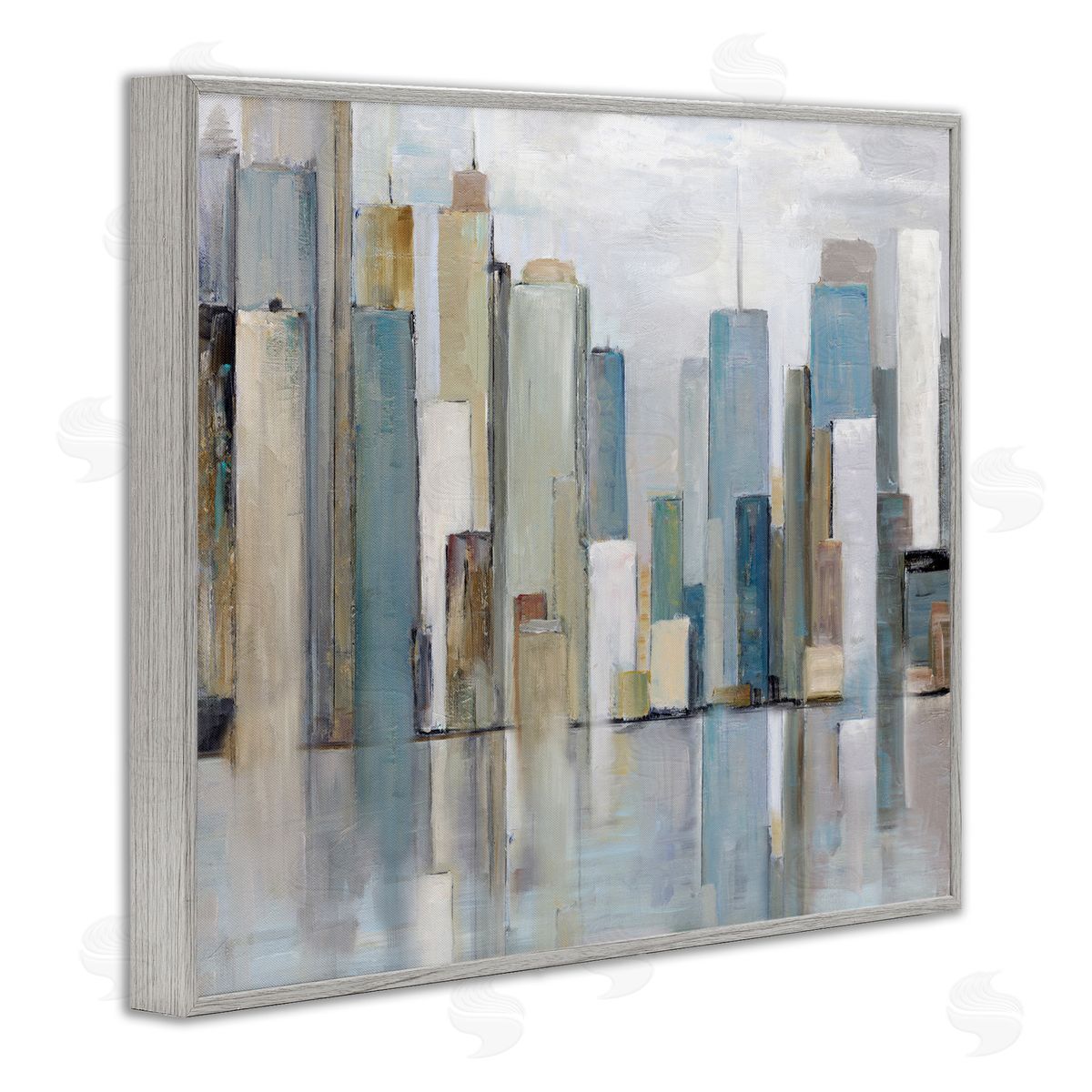 Sally Swatland Abstract Cityscape Buildings Gray Framed Giclee Wall Artside_