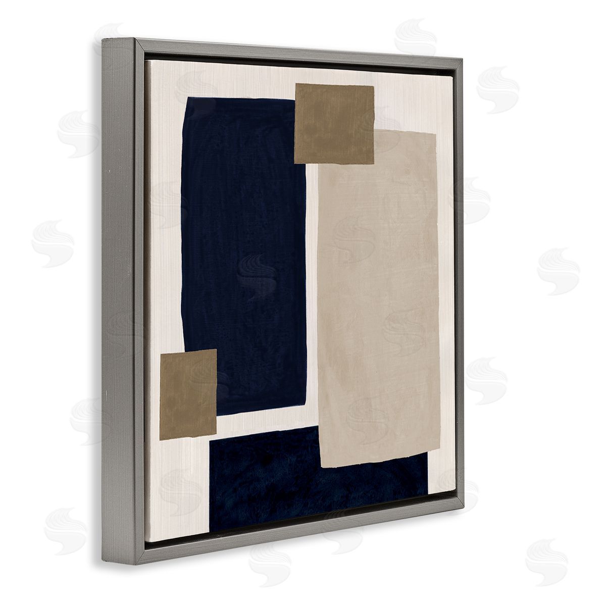 Tava Studios Tan Overlapping Squares Gray Floater Frame Canvas Artside_