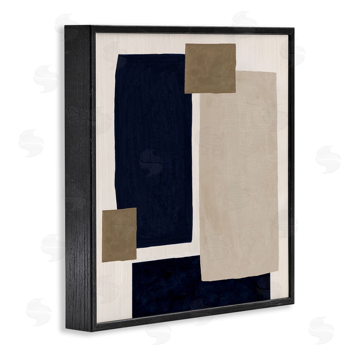 Tava Studios Tan Overlapping Squares Black Framed Giclee Wall Artside_