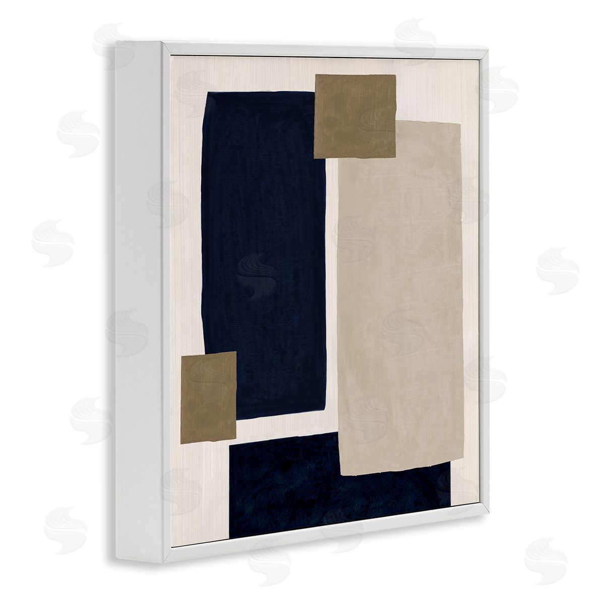 Tava Studios Tan Overlapping Squares White Framed Giclee Wall Artside_