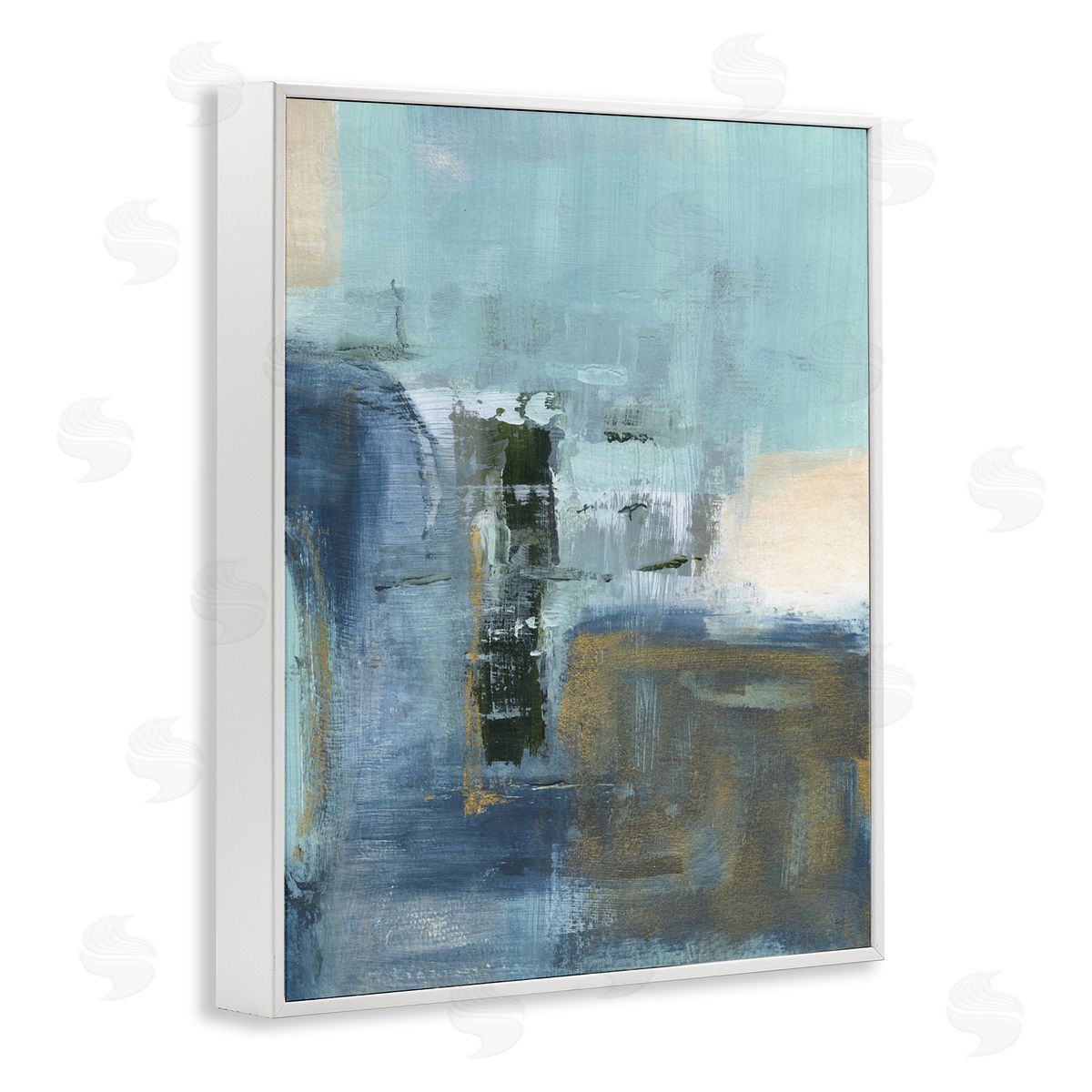Susan Jill Blue Abstract Painting White Framed Giclee Wall Artside_