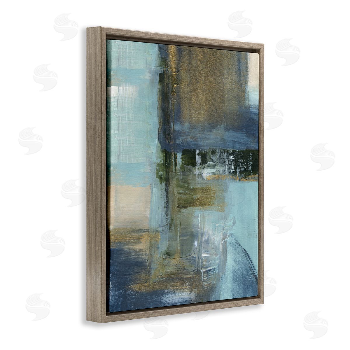 Susan Jill Abstract Blue & Glam Brown Floater Frame Canvas Artside_