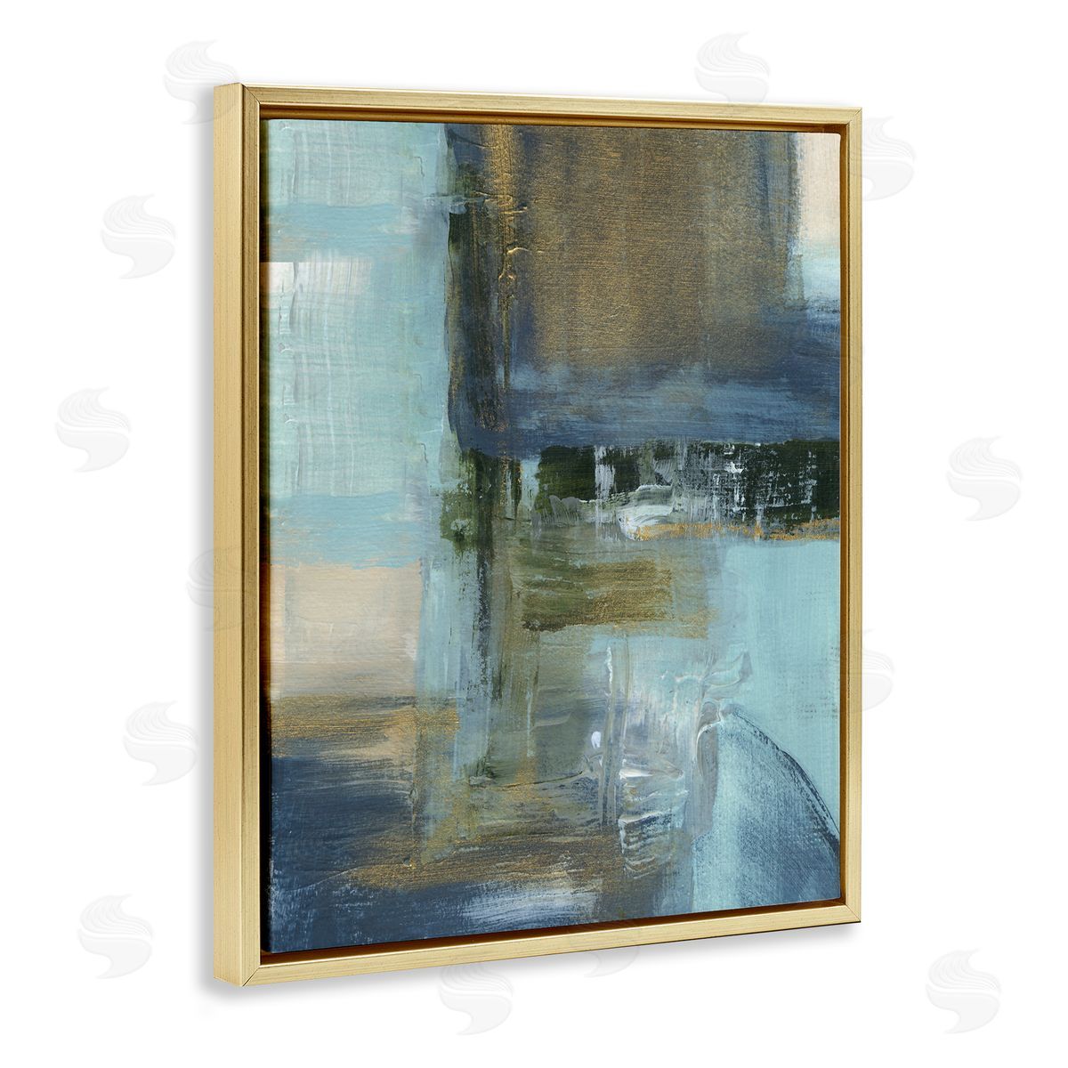 Susan Jill Abstract Blue & Glam Gold Floater Frame Canvas Artside_