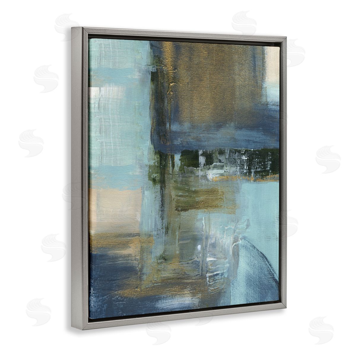 Susan Jill Abstract Blue & Glam Gray Floater Frame Canvas Artside_