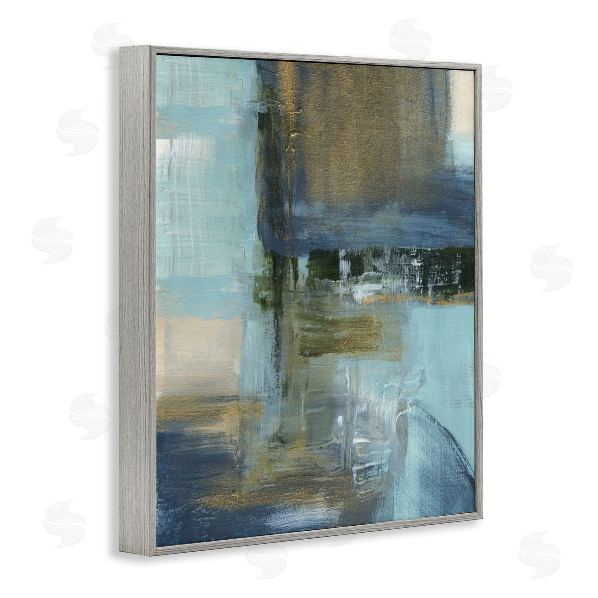 Susan Jill Abstract Blue & Glam Gray Framed Giclee Wall Artside_