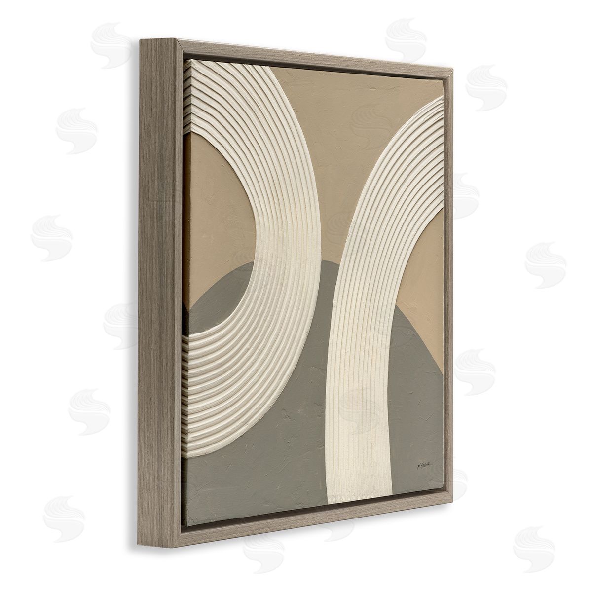 Mike Schick Contemporary Circular Shapes Brown Floater Frame Canvas Artside_