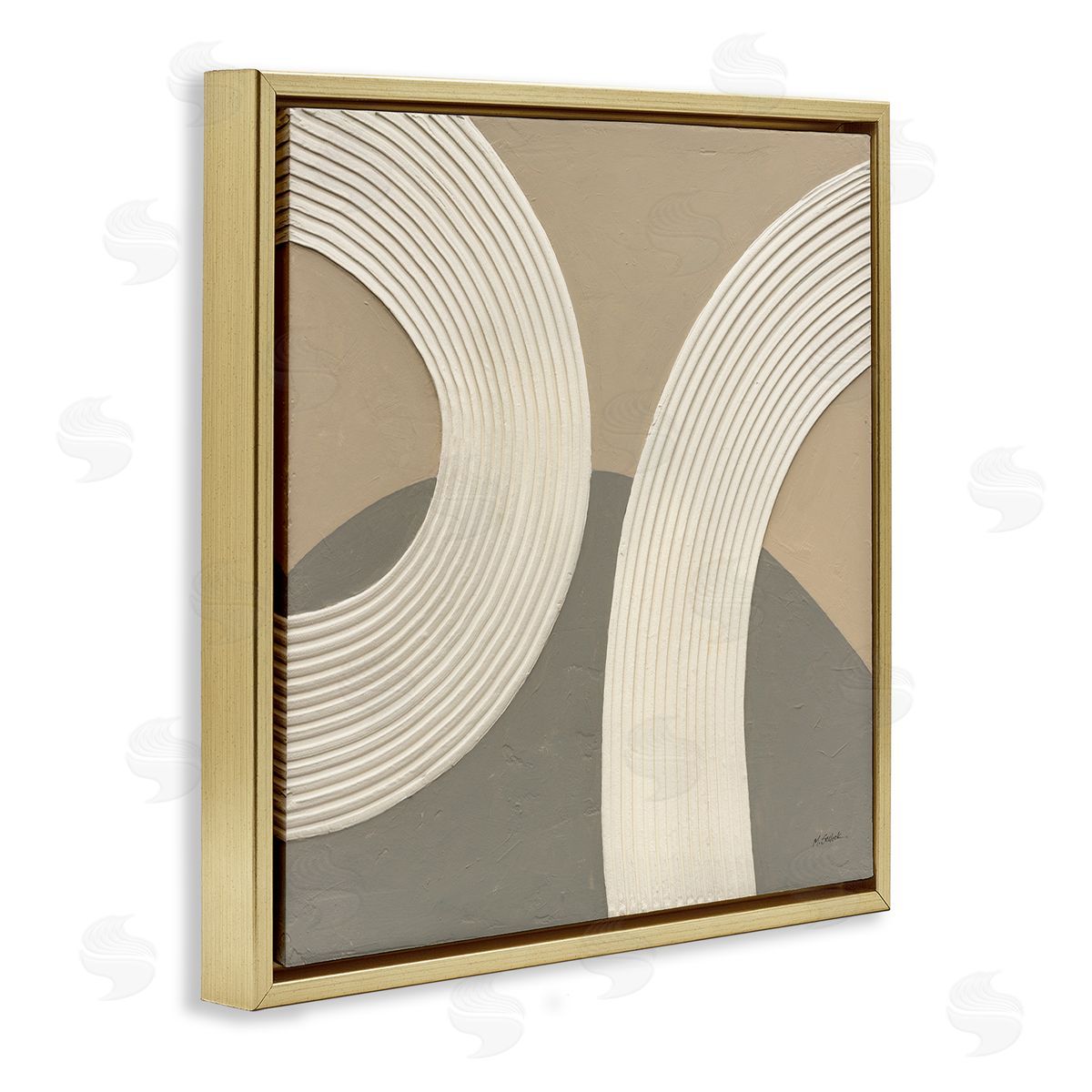 Mike Schick Contemporary Circular Shapes Gold Floater Frame Canvas Artside_