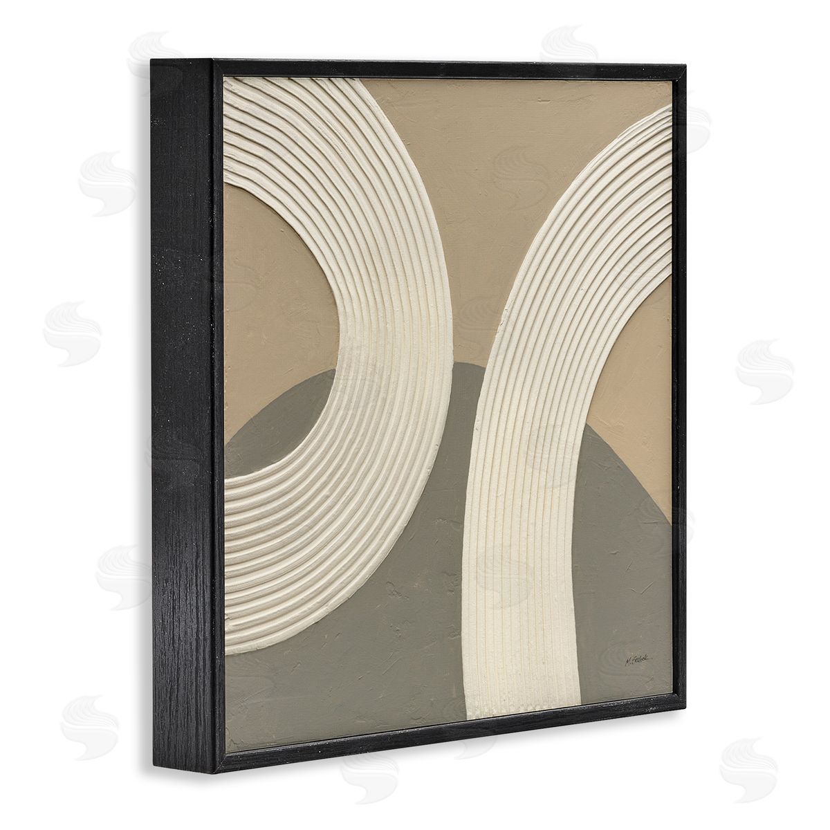 Mike Schick Contemporary Circular Shapes Black Framed Giclee Wall Artside_