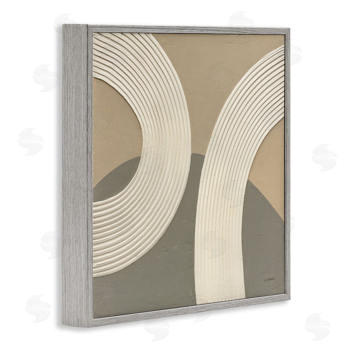 Mike Schick Contemporary Circular Shapes Gray Framed Giclee Wall Artside_