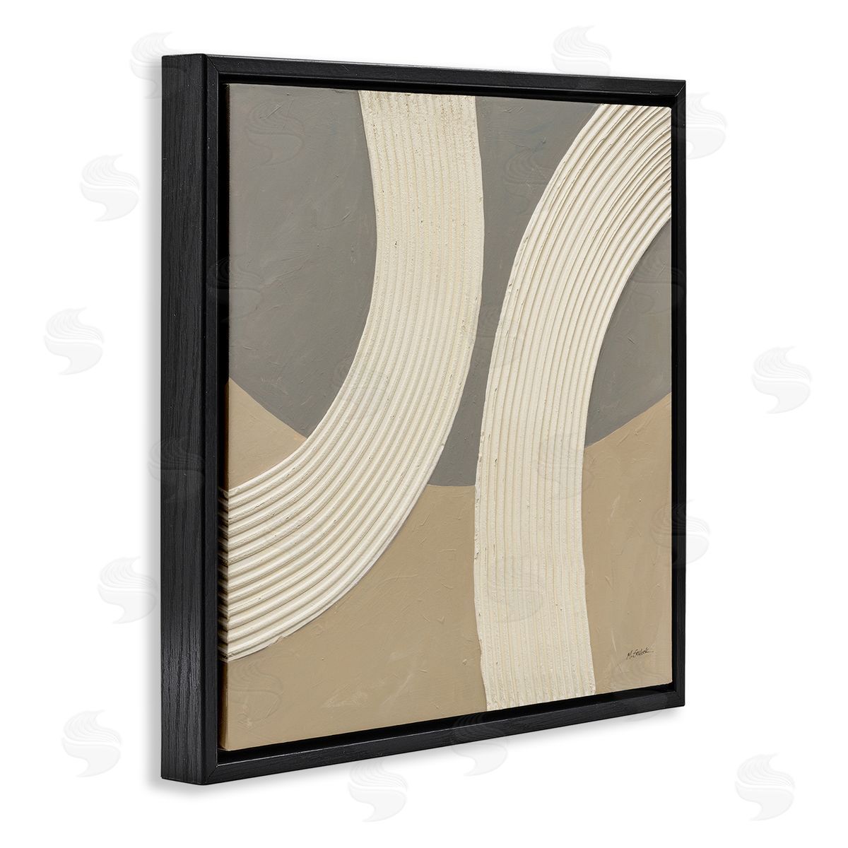 Mike Schick Modern Abstract Circles Black Floater Frame Canvas Artside_