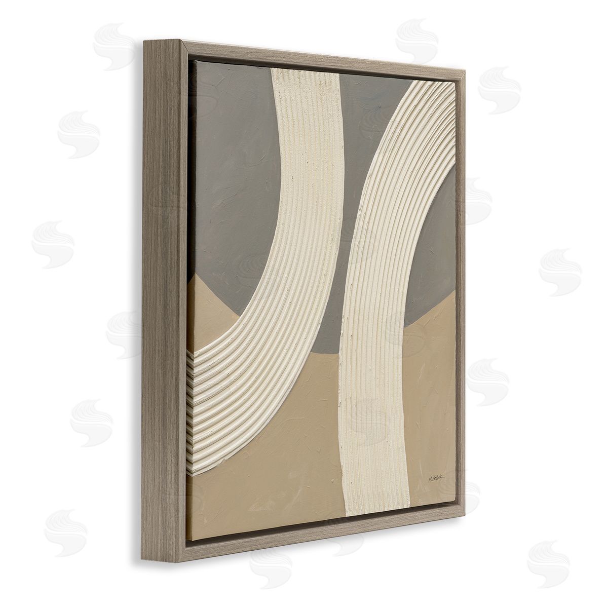Mike Schick Modern Abstract Circles Brown Floater Frame Canvas Artside_