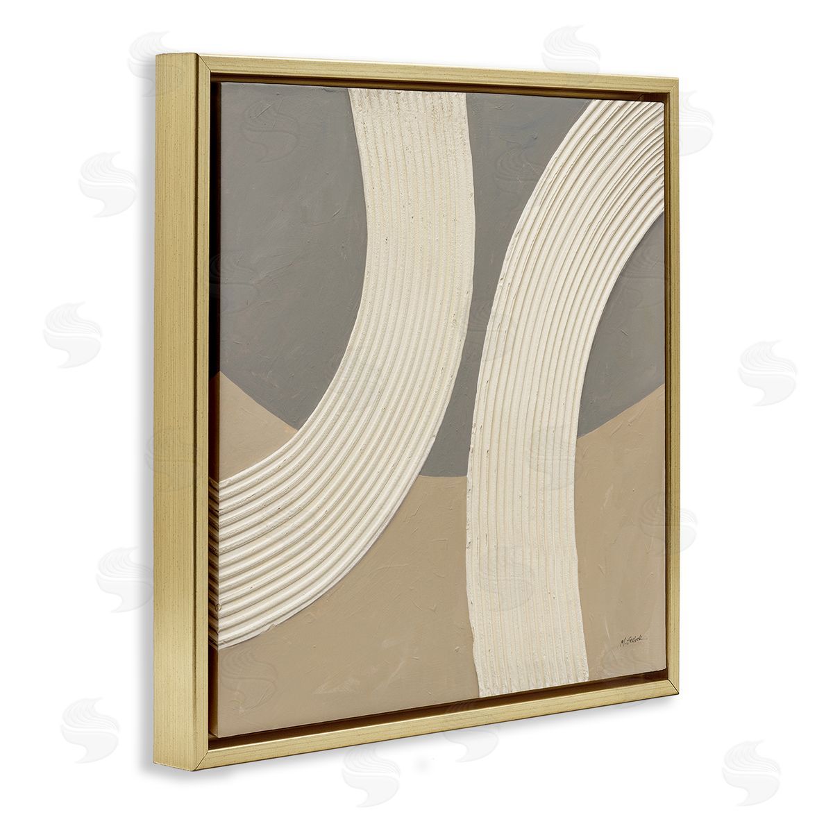 Mike Schick Modern Abstract Circles Gold Floater Frame Canvas Artside_