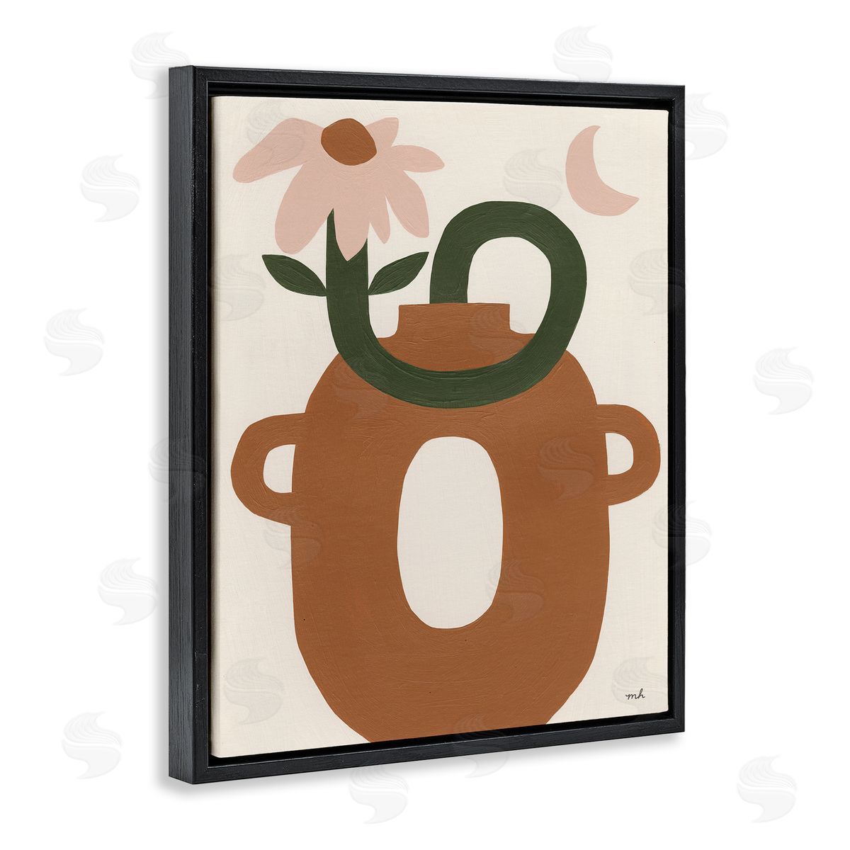 Moira Hershey Modern Boho Plant Vase Black Floater Frame Canvas Artside_