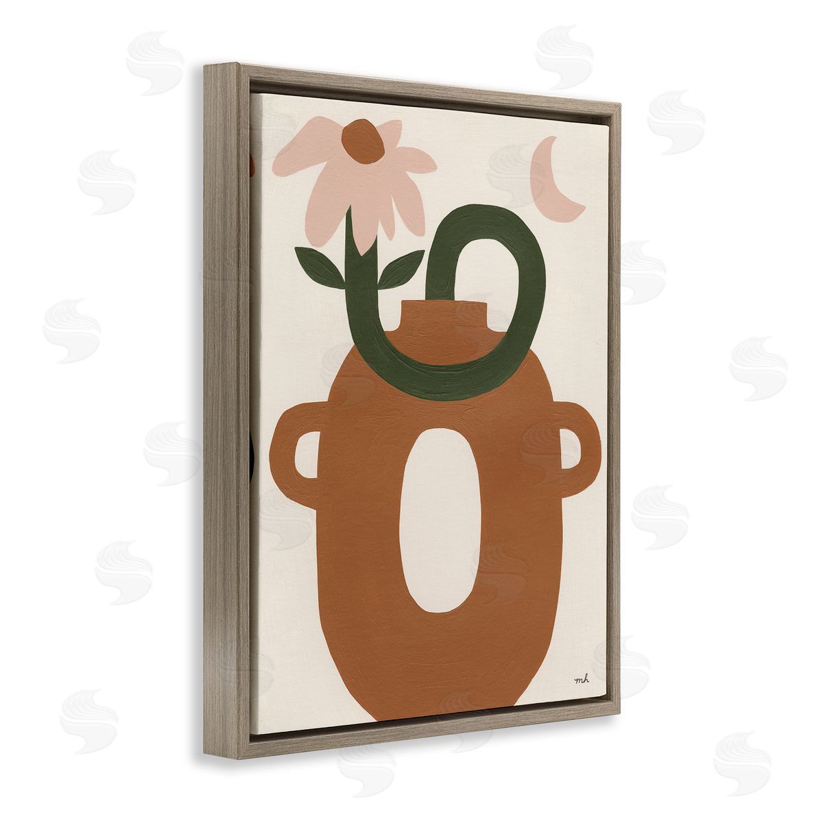 Moira Hershey Modern Boho Plant Vase Brown Floater Frame Canvas Artside_