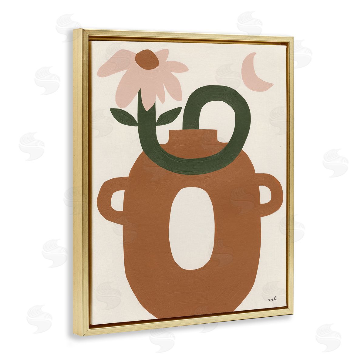 Moira Hershey Modern Boho Plant Vase Gold Floater Frame Canvas Artside_