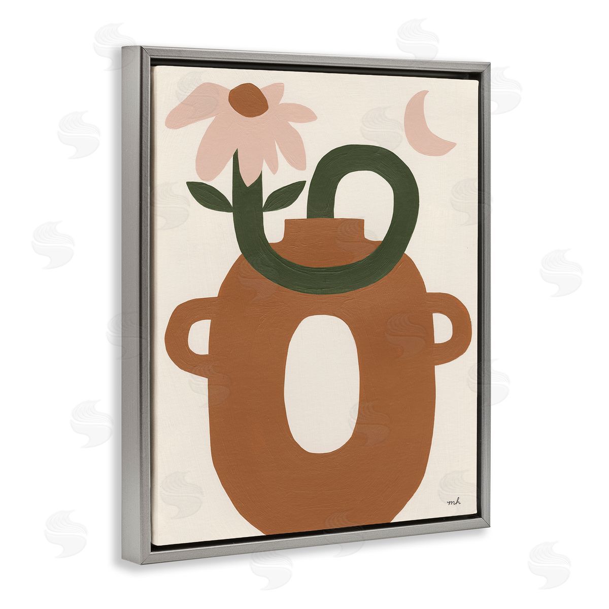 Moira Hershey Modern Boho Plant Vase Gray Floater Frame Canvas Artside_
