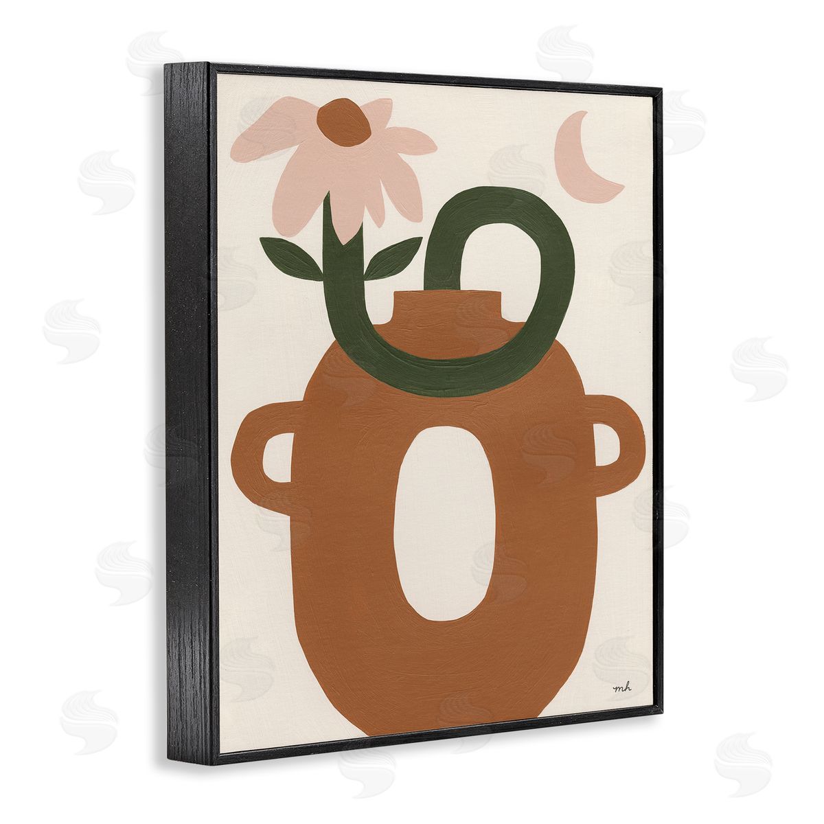 Moira Hershey Modern Boho Plant Vase Black Framed Giclee Wall Artside_