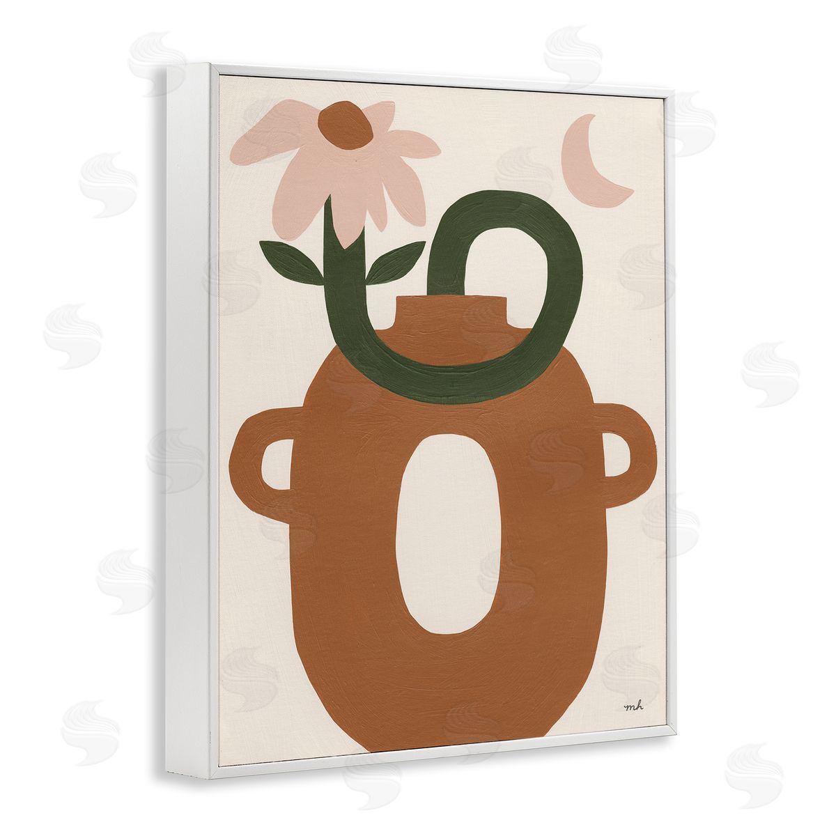 Moira Hershey Modern Boho Plant Vase White Framed Giclee Wall Artside_