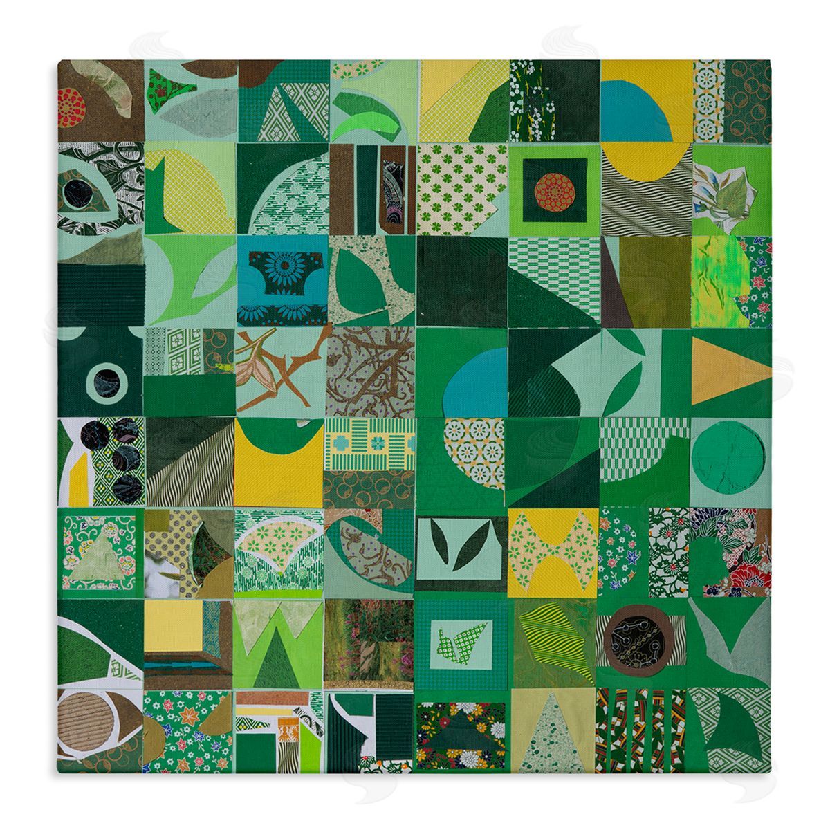 Pamela Fingado Green Geometric Collage Canvas Wall Art
