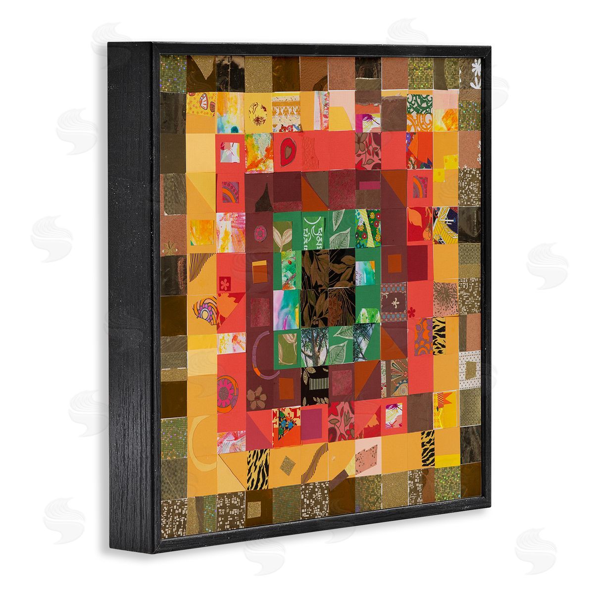 Pamela Fingado Patterned Geometric Collage Black Framed Giclee Wall Artside_