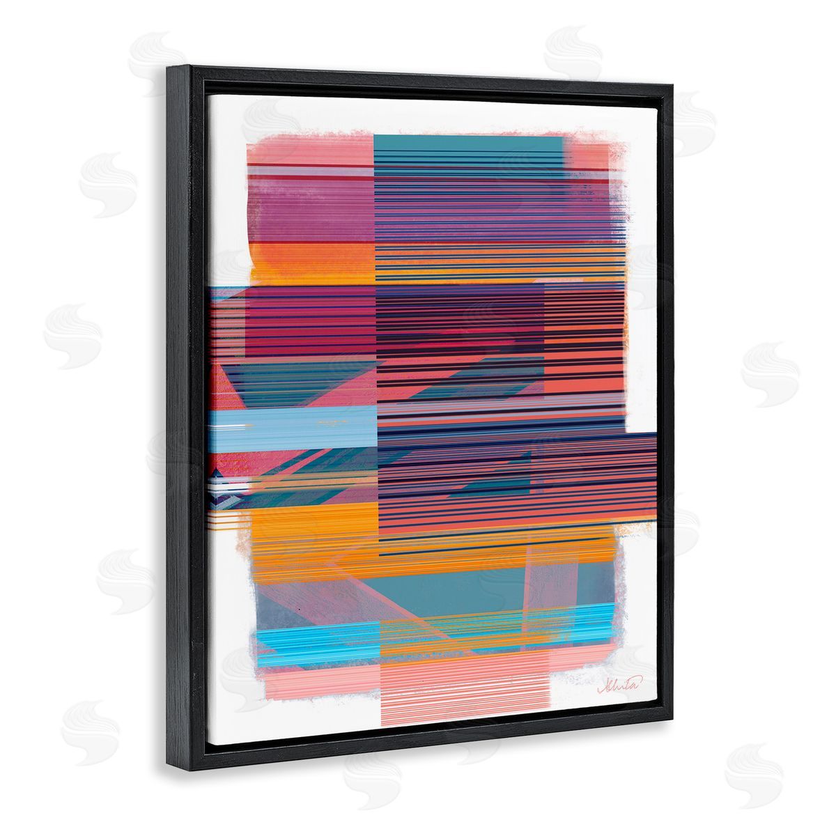 Ishita Banerjee Contemporary Lines Abstract Black Floater Frame Canvas Artside_