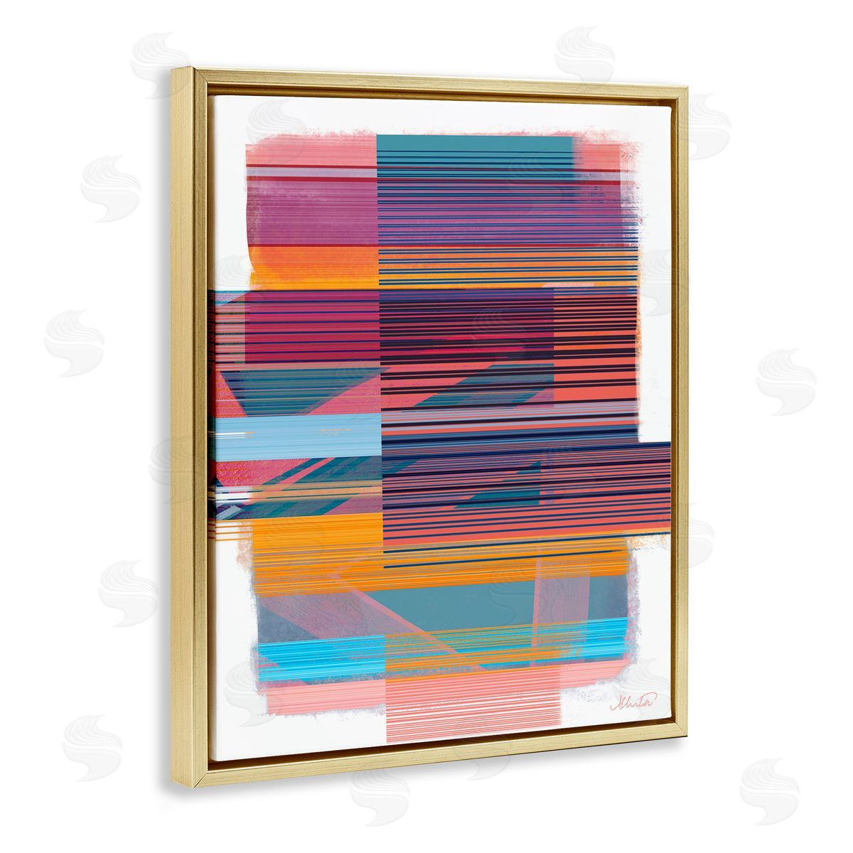 Ishita Banerjee Contemporary Lines Abstract Gold Floater Frame Canvas Artside_