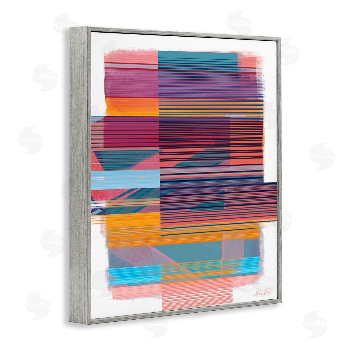 Ishita Banerjee Contemporary Lines Abstract Gray Framed Giclee Wall Artside_