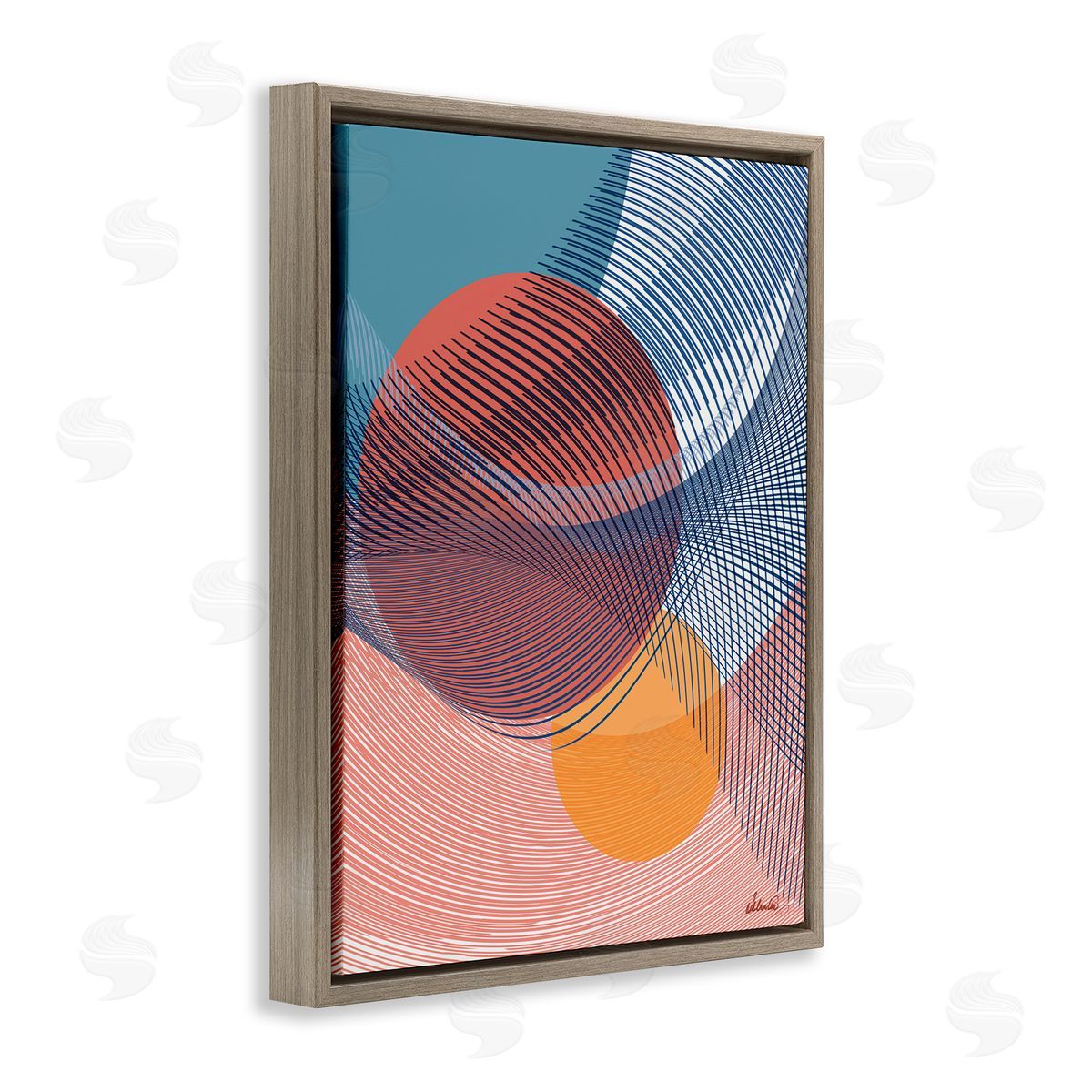 Ishita Banerjee Patterned Circular Shapes Brown Floater Frame Canvas Artside_