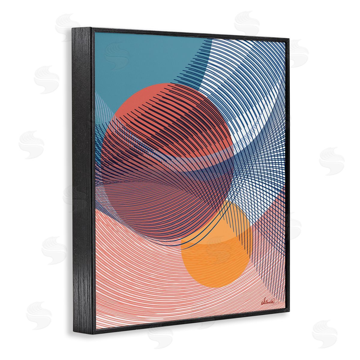 Ishita Banerjee Patterned Circular Shapes Black Framed Giclee Wall Artside_