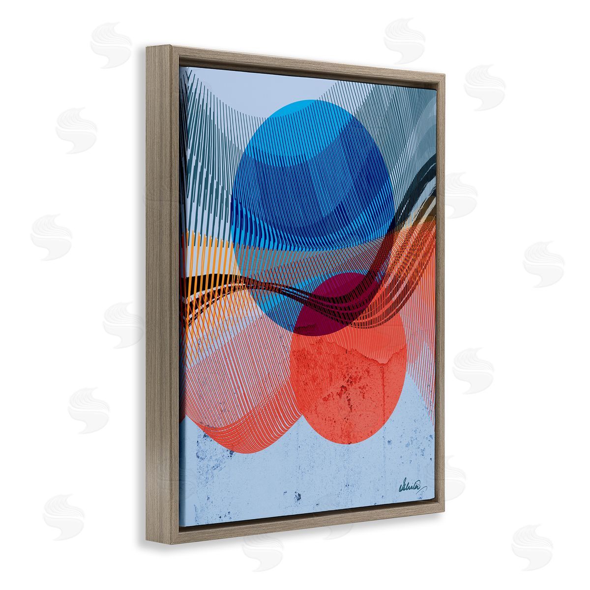 Ishita Banerjee Modern Circle Patterns Brown Floater Frame Canvas Artside_