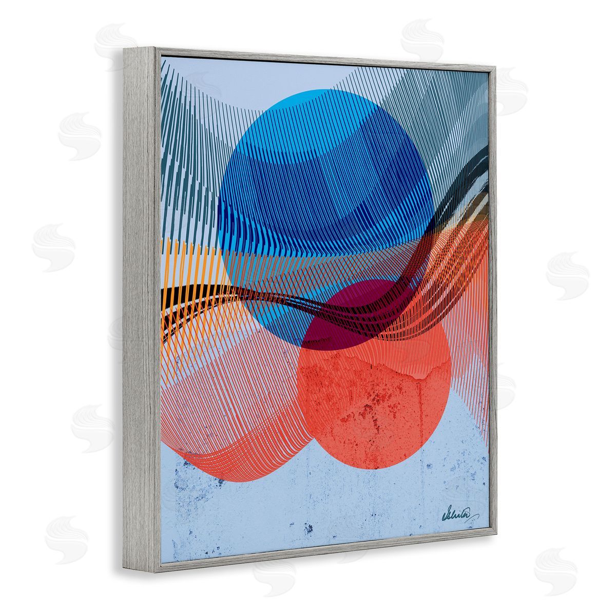 Ishita Banerjee Modern Circle Patterns Gray Framed Giclee Wall Artside_