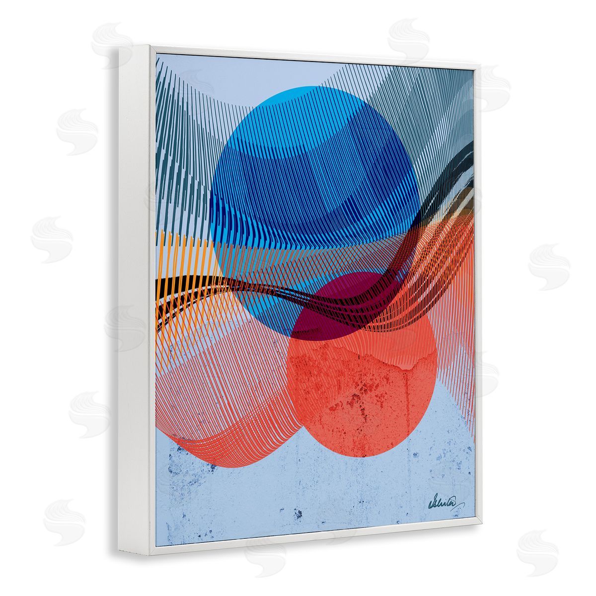 Ishita Banerjee Modern Circle Patterns White Framed Giclee Wall Artside_