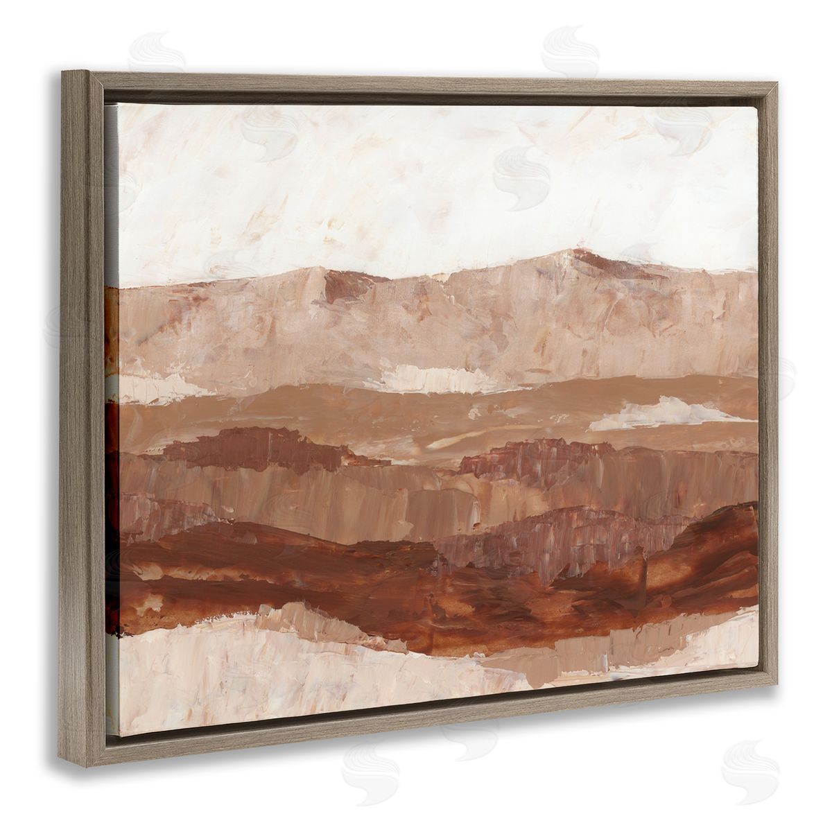Abstract Canyon Painting Brown Floating Frame Canvas Wall Art, Home Decor by BlursByAI