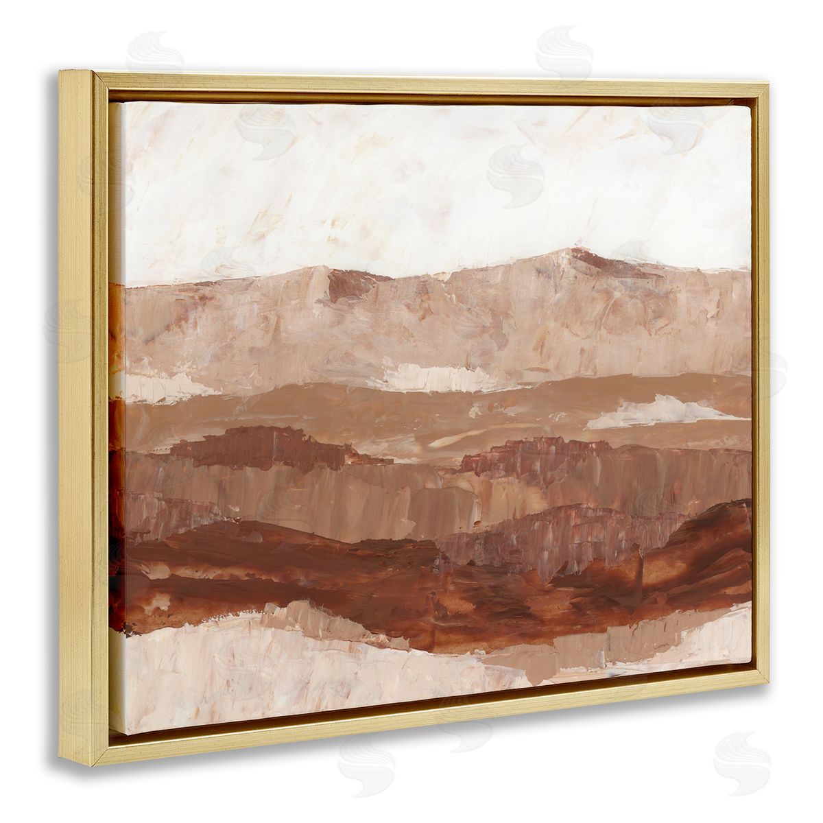 Abstract Canyon Painting Gold Floating Frame Canvas Wall Art, Home Decor by BlursByAI