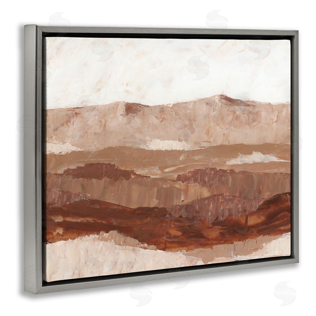 Abstract Canyon Painting Grey Floating Frame Canvas Wall Art, Home Decor by BlursByAI