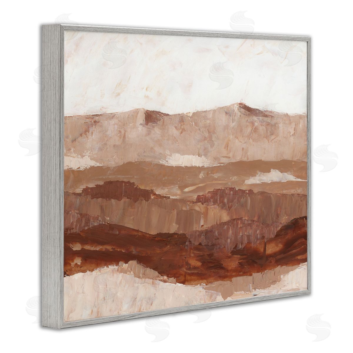 Abstract Canyon Painting Grey Frame Print Wall Art, Home Decor by BlursByAI