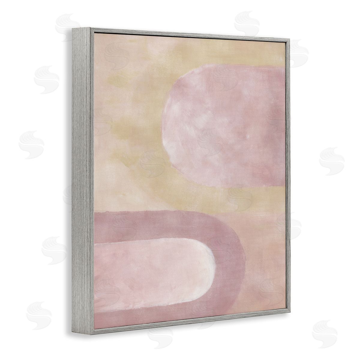 BlursByAI Muted Pink Arches Gray Framed Giclee Wall Artside_