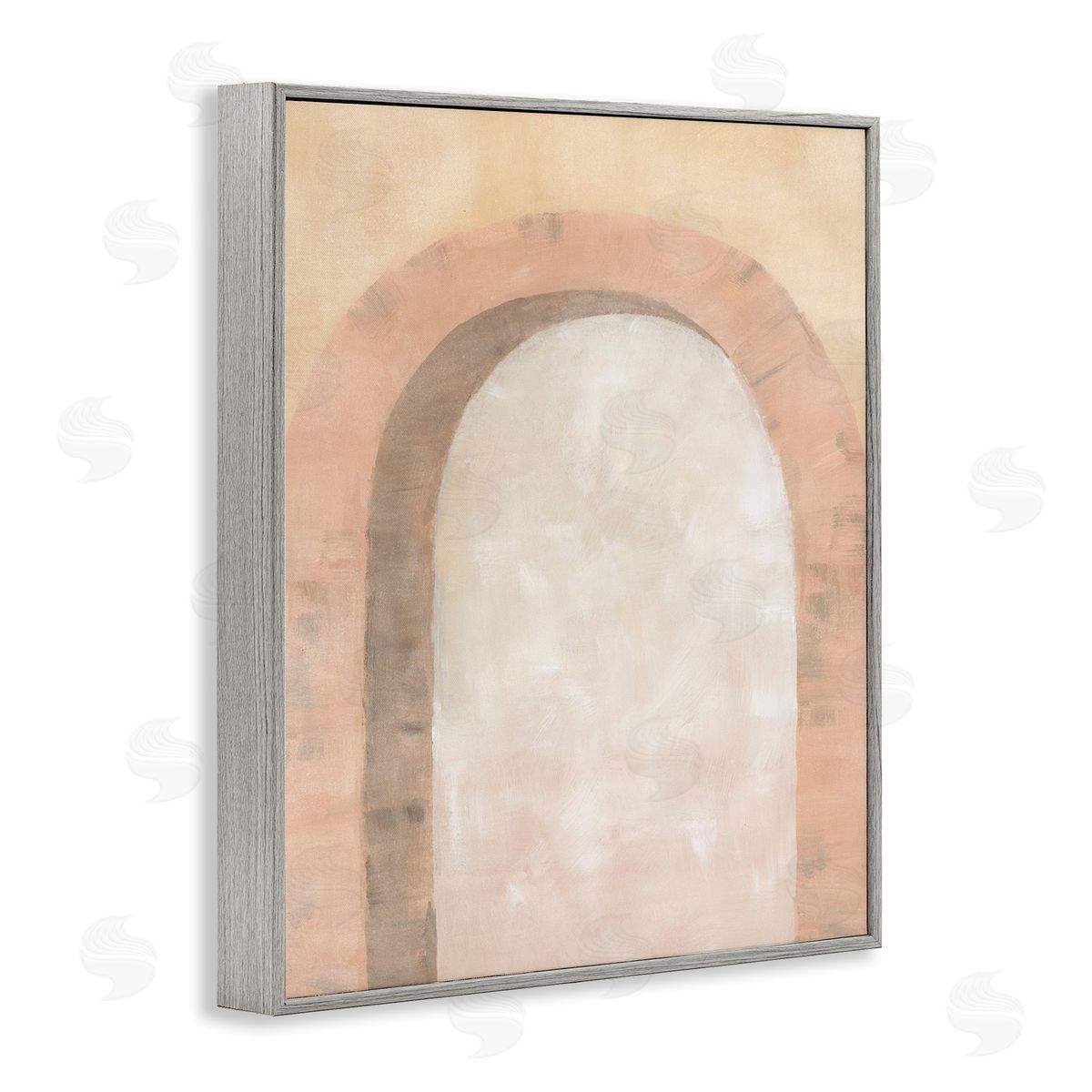 BlursByAI Modern Muted Arch Gray Framed Giclee Wall Artside_