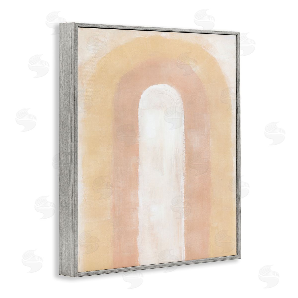 BlursByAI Abstract Rainbow Arch Gray Framed Giclee Wall Artside_