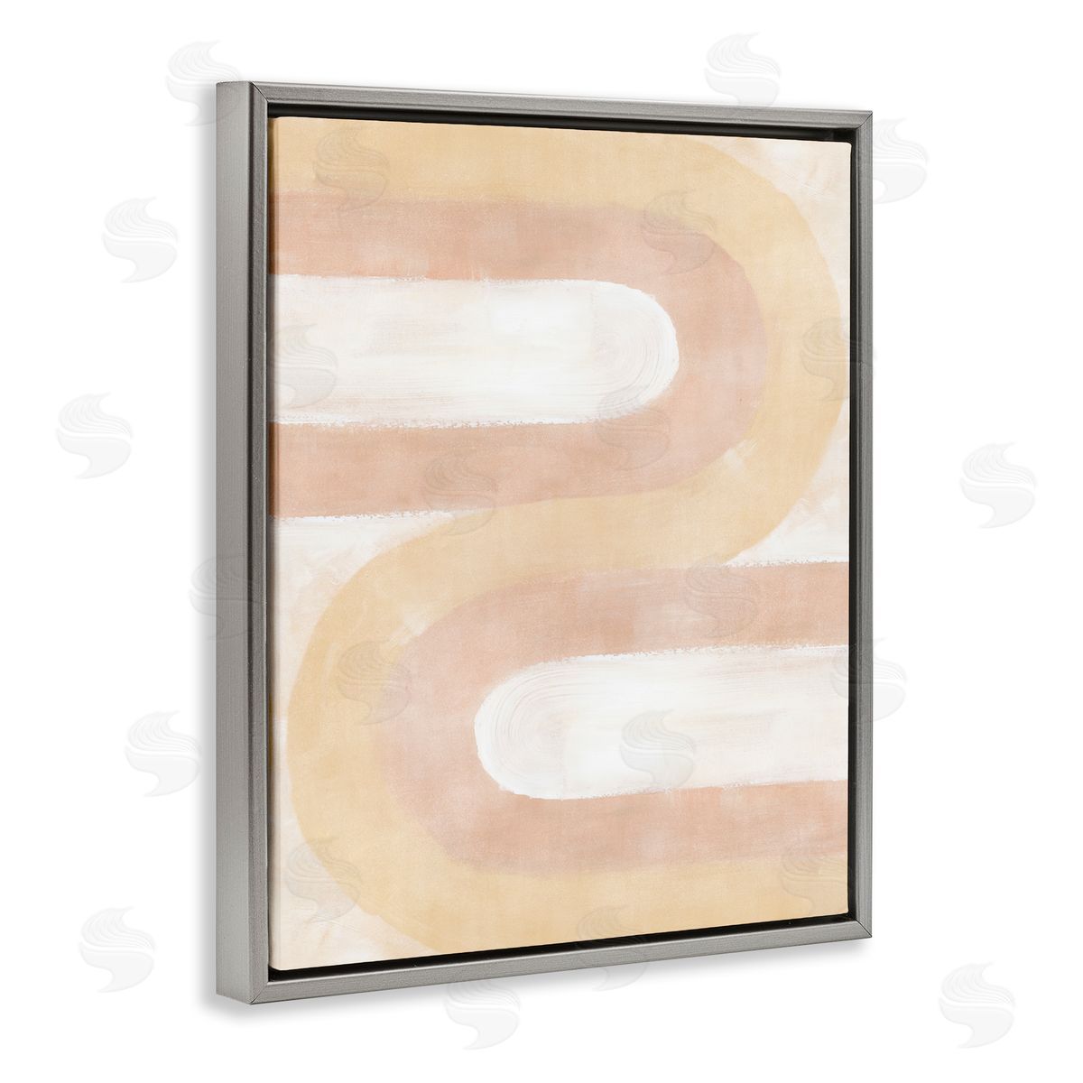 BlursByAI Wavy Alternating Arches Gray Floater Frame Canvas Artside_