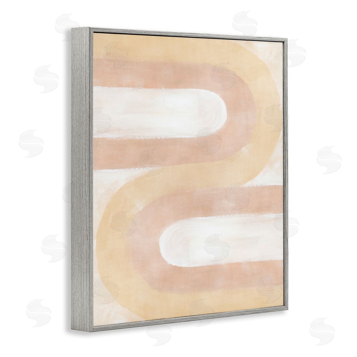 BlursByAI Wavy Alternating Arches Gray Framed Giclee Wall Artside_